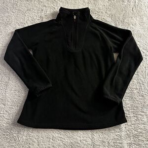 Eddie Bauer Fleece Sweater Mens Small 1/4 Zip Pull Over‎ Black Sweatshirt